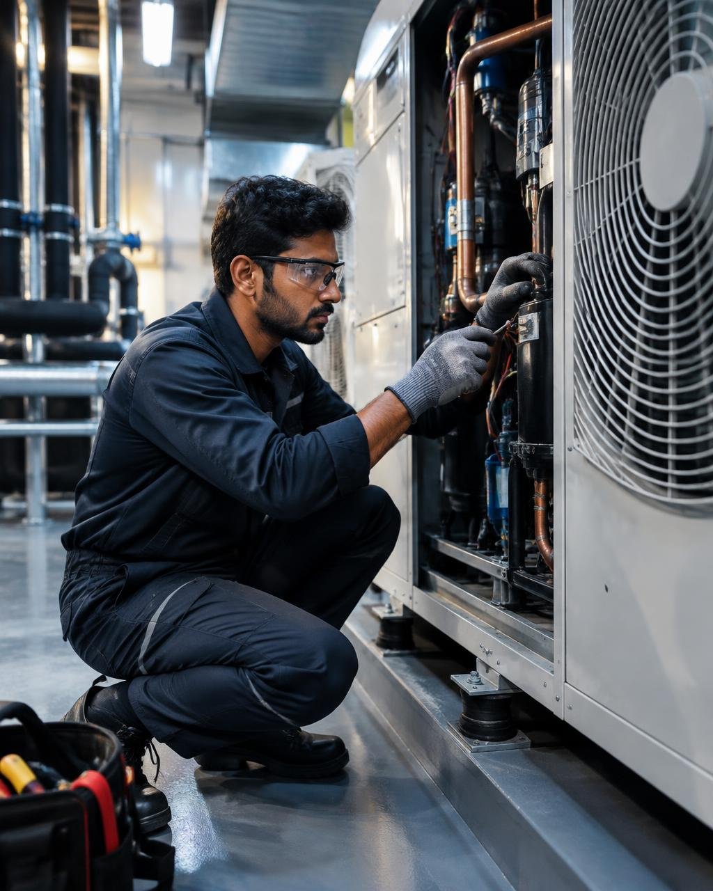 Facility technician with professional maintenance equipment